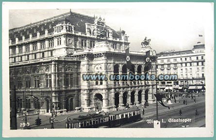 Wien Staatsoper mit Hakenkreuzfahnen AK