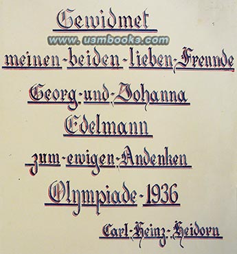 1936 Nazi Olympics book dedication