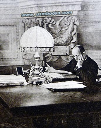 Mussolini in his office in Palazzo Venezia in Rome