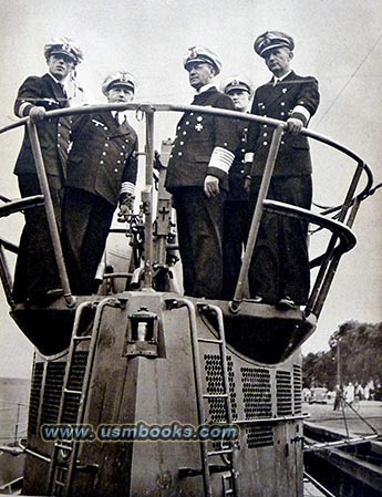 Vice Admiral Karl Dnitz and Groadmiral Raeder on a conning tower of a submarine