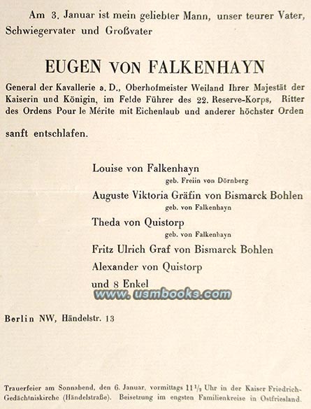 General der Kavallerie Eugen von Falkenhayn