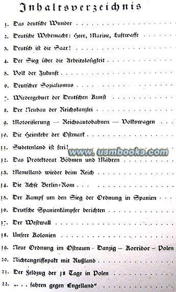 Grossdeutschland! 1940, contents