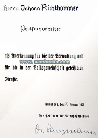 Dr. Richard Lauxmann, Prsident der Reichspostdirektion Nrnberg