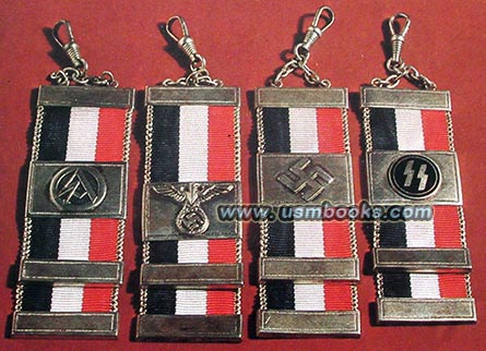 Nazi eagle and swastika watch fobs