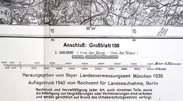 1940 Nazi Reichskarte Kaufbeuren - Landsberg