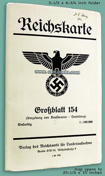 1940 Nazi Reichskarte Kaufbeuren - Landsberg