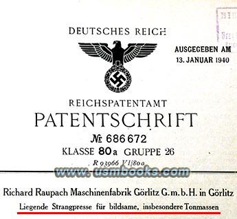 NAZI EAGLE AND SWASTIKA patent document 1940