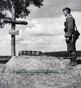 Nazi battlefield graves with helmets