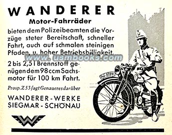 Nazi police motorcycle advertising Wanderer