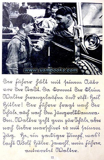 Presse-Illustration Hoffmann of Adolf Hitler with HJ boy